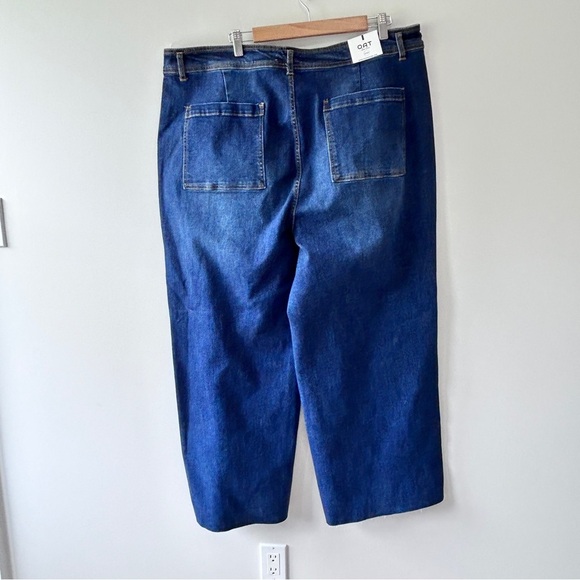 Oat New York Women's Size 20W Blue Jeans High Rise Med Wash Raw Hem Flattering - Picture 2 of 8